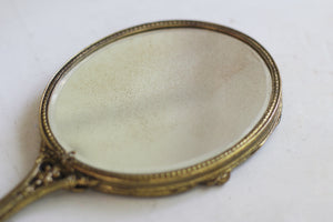 Antique Floral Hand Mirror