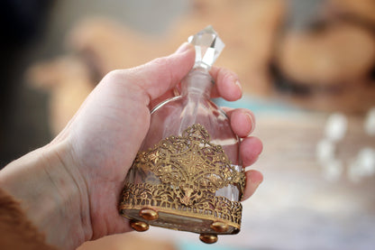 Antique Filigree Beveled Glass Perfume Bottle