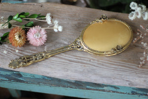 Antique Small Floral Hand Mirror