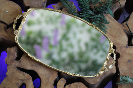 Antique Floral Daffodils Matson Mirror Tray