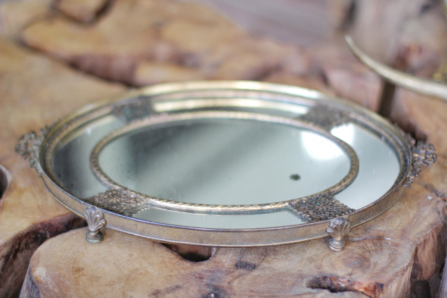 Antique Distressed French Victorian Mirror Tray
