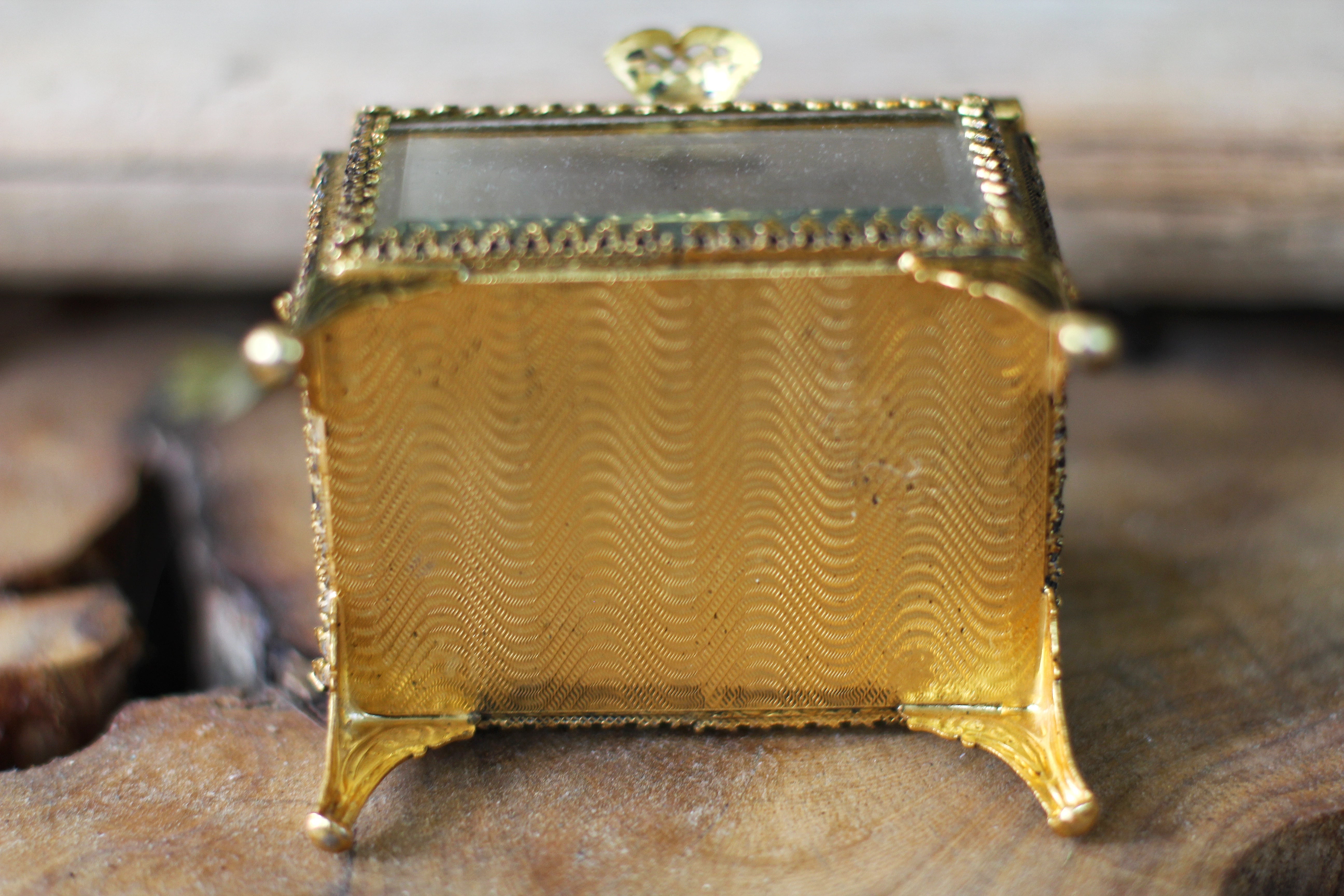 Antique Beveled Glass Ring Box