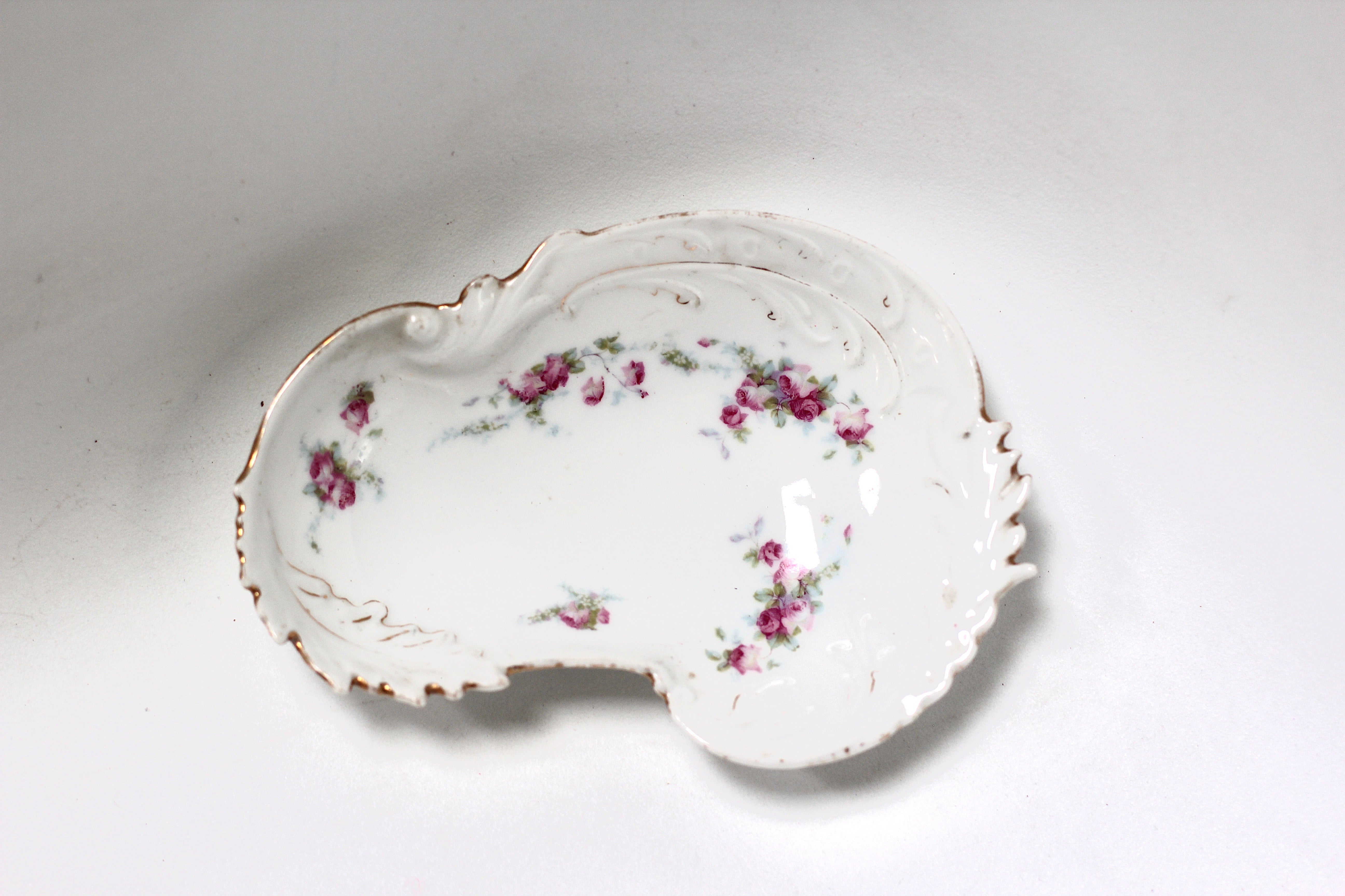 Bavarian Pink Roses Porcelain Ring Dish