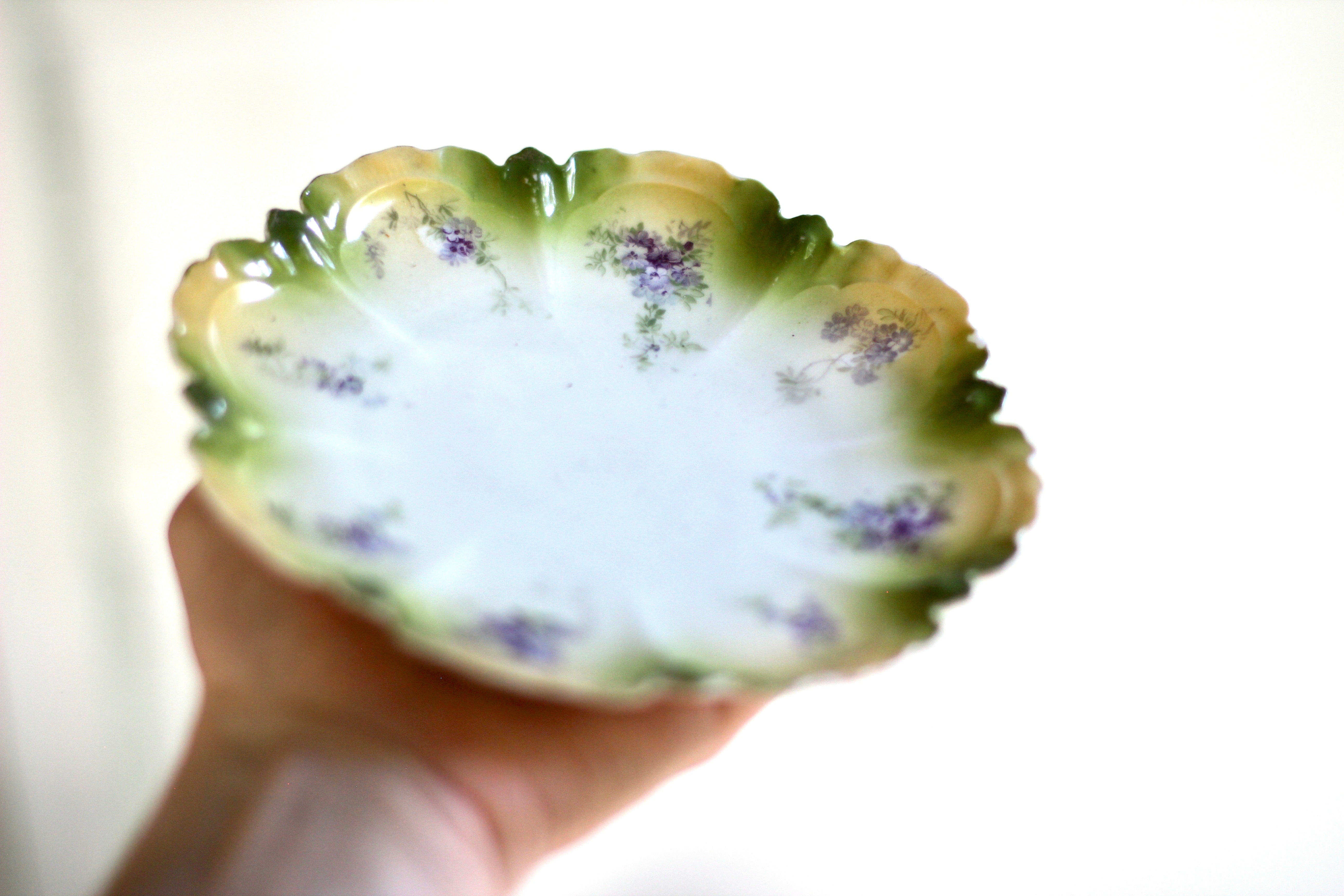 Purple Flowers Porcelain Dish