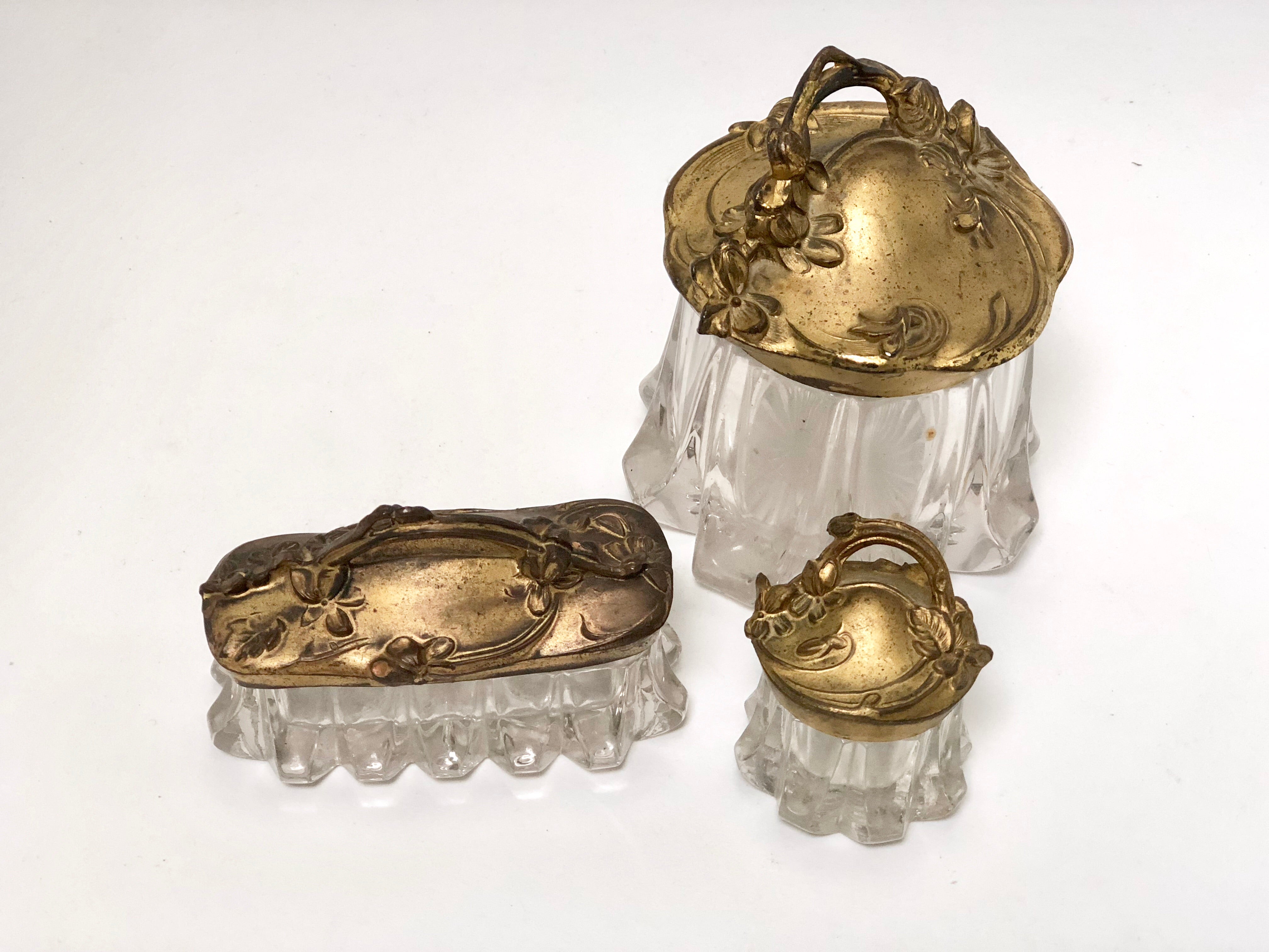 Antique Art Nouveaux Jewelry Boxes - Set of 3