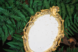 Antique Beauty and the Beast Gold Gilt Hand Mirror