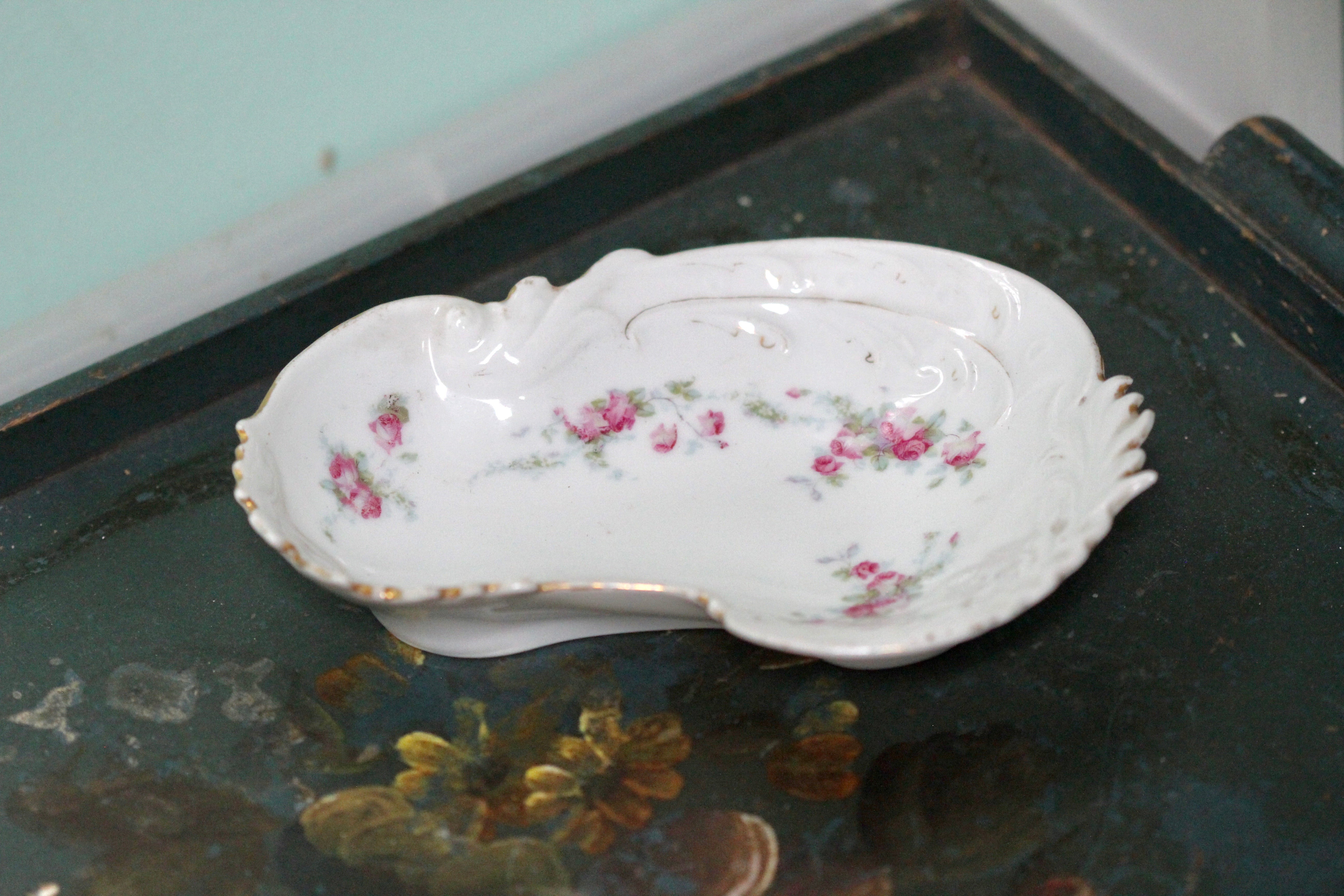 Bavarian Pink Roses Porcelain Ring Dish