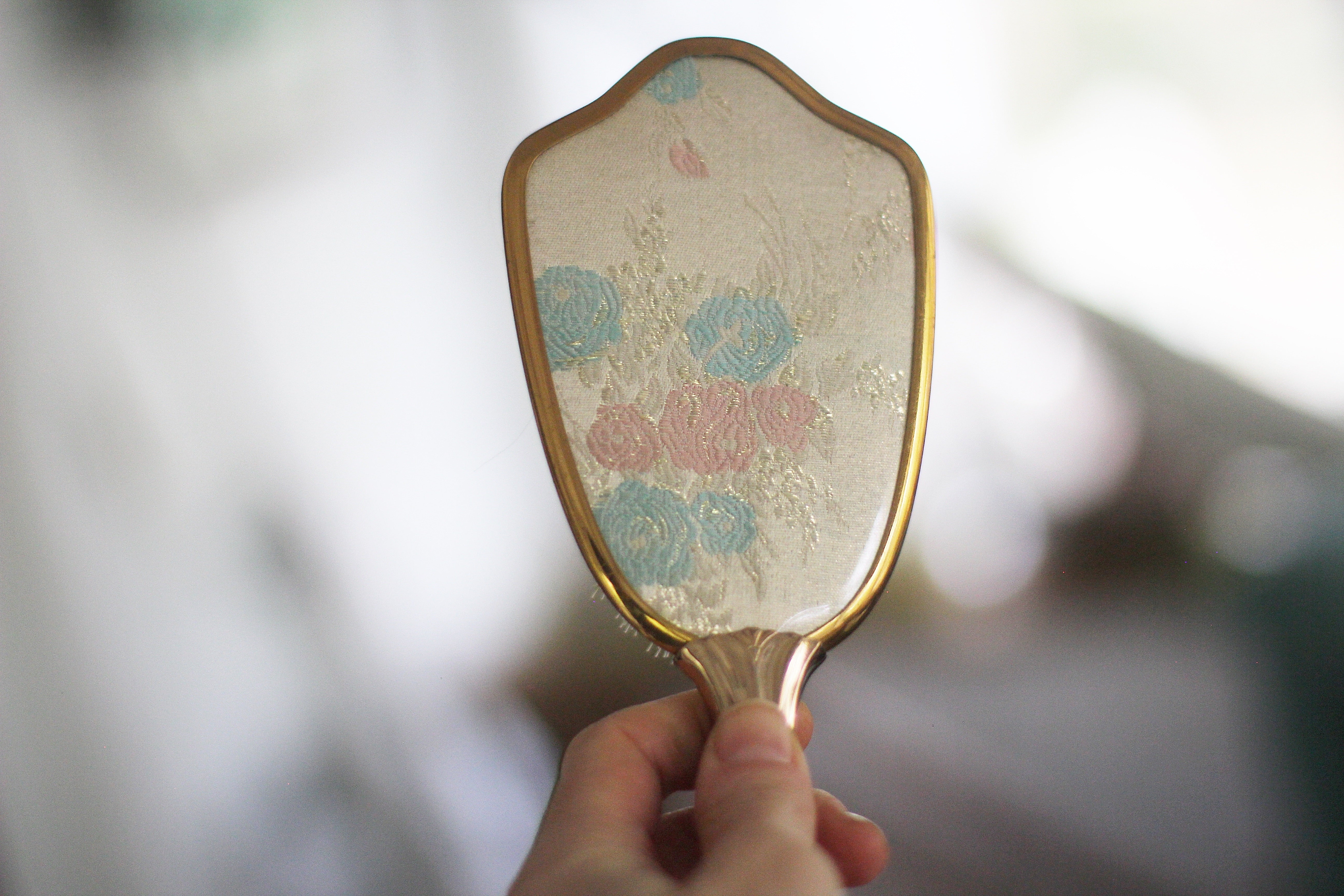 Antique Gold Pastel Brocade Hair Brush