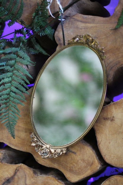 Antique Floral Roses Matson Mirror Tray