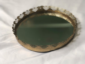 Vintage Circular Mirror Tray