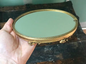 Vintage Floral Miniature Vanity Mirror Tray