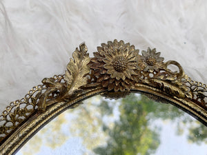 Antique Matson Sunflowers Mirror Tray