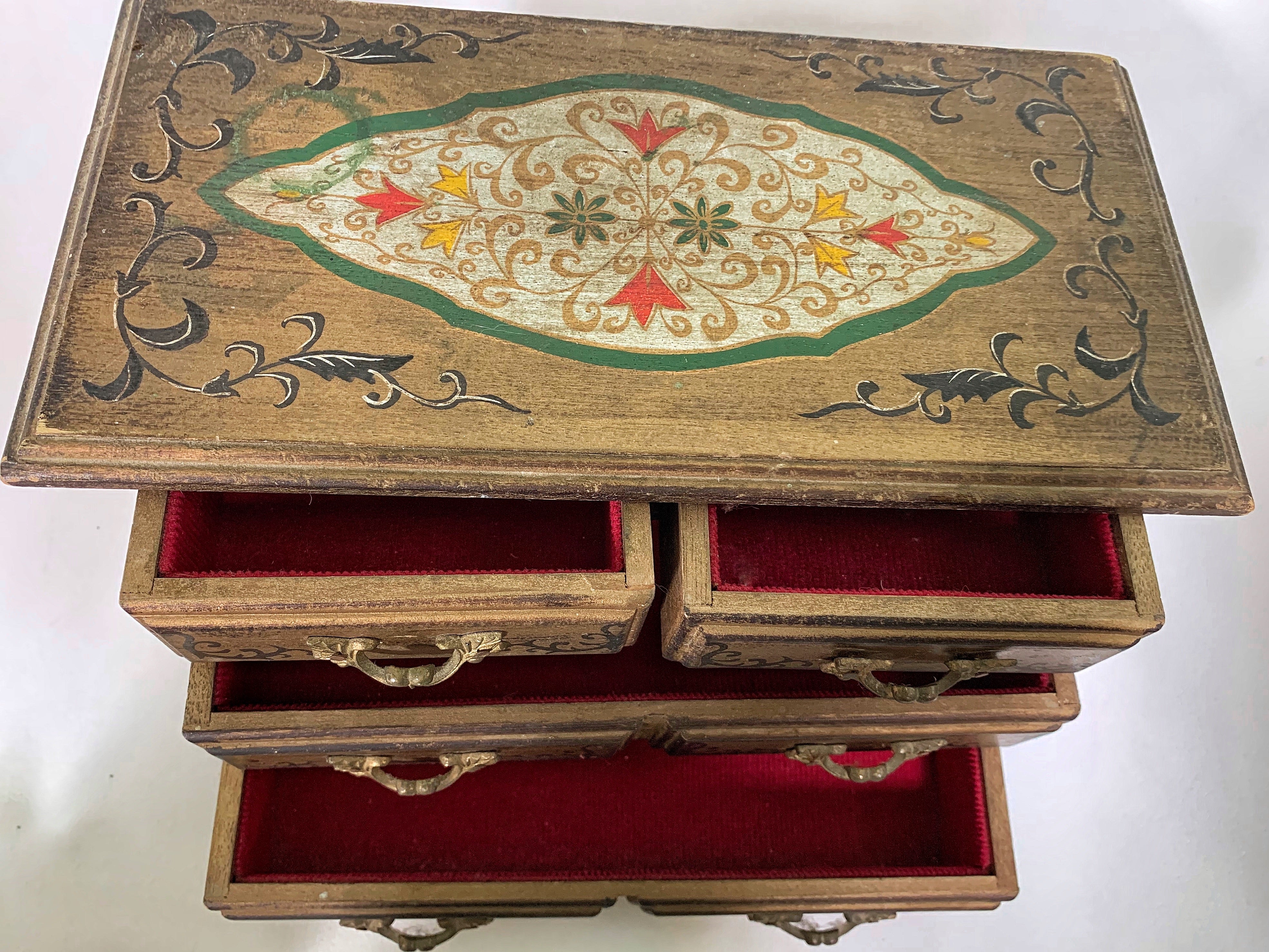 Vintage Florentine Wood Jewelry Box