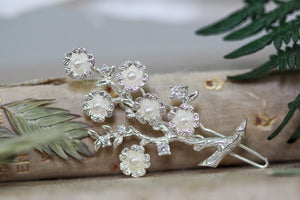Flowers Valley Pearls & Crystals Barrette