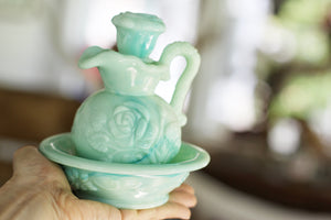 Vintage Avon Turquoise Hobnail Decanter