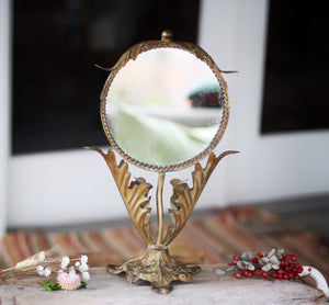 Vintage Gold Vanity Pedestal Mirror