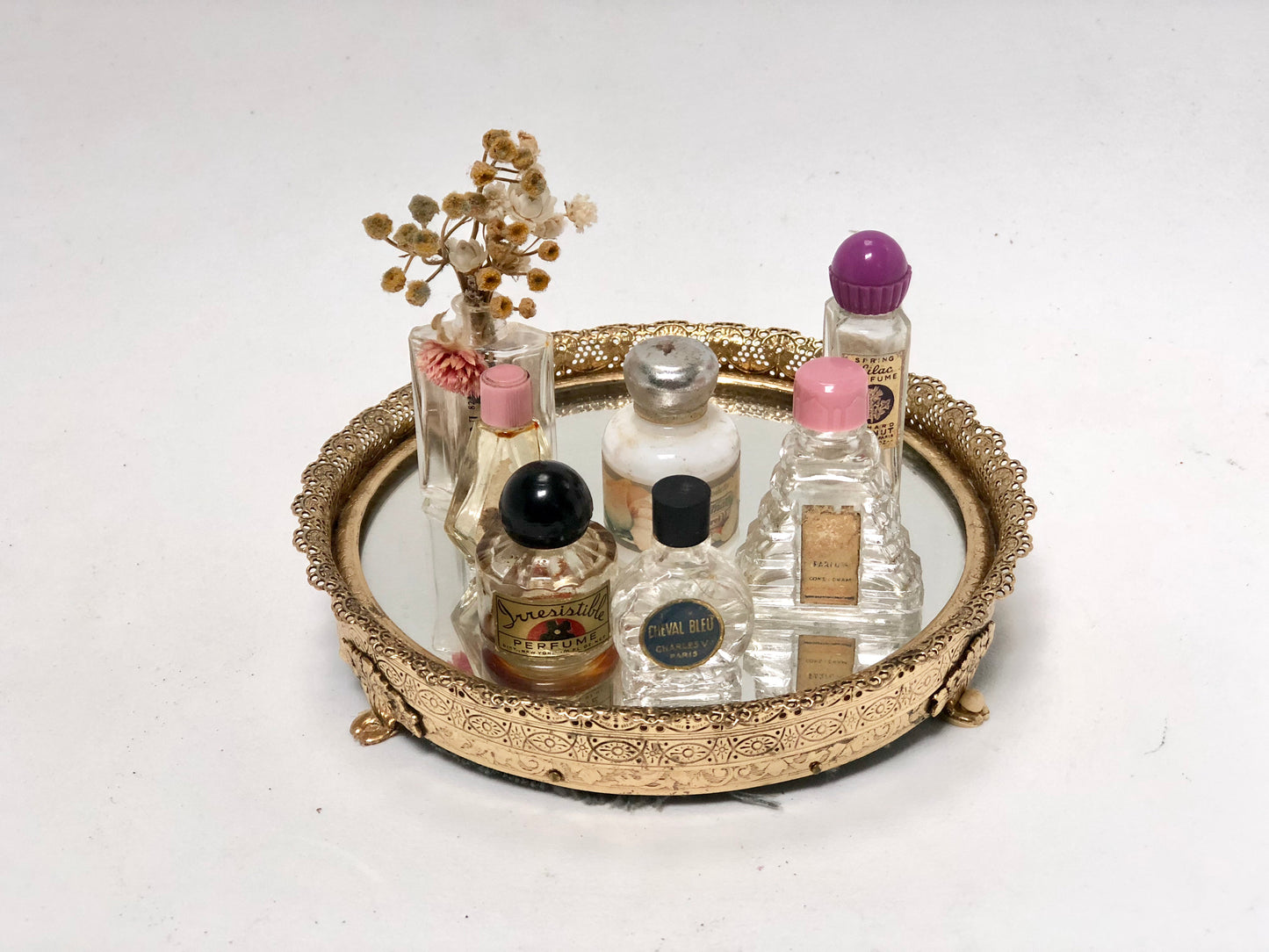 Antique Miniature Vanity Mirror Tray