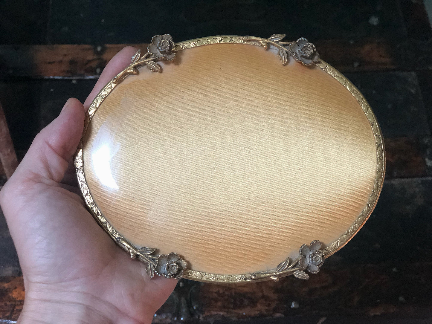 Vintage Floral Miniature Vanity Mirror Tray