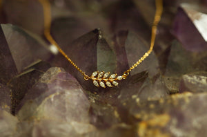 Full Crystals Leaf Necklace