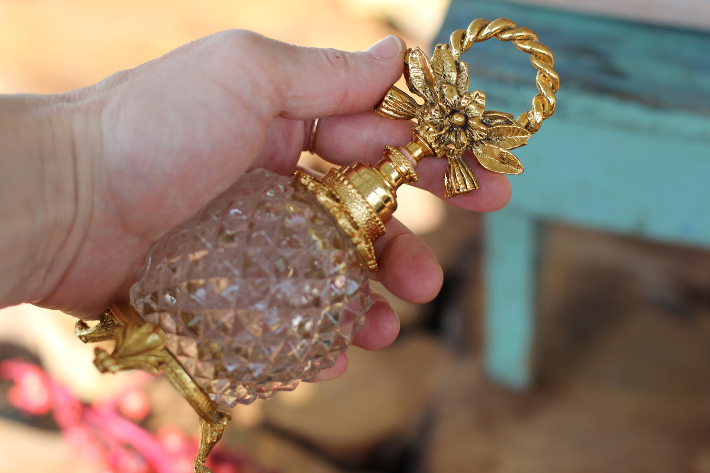 Antique Glass Filigree Stylebuilt Perfume Bottle