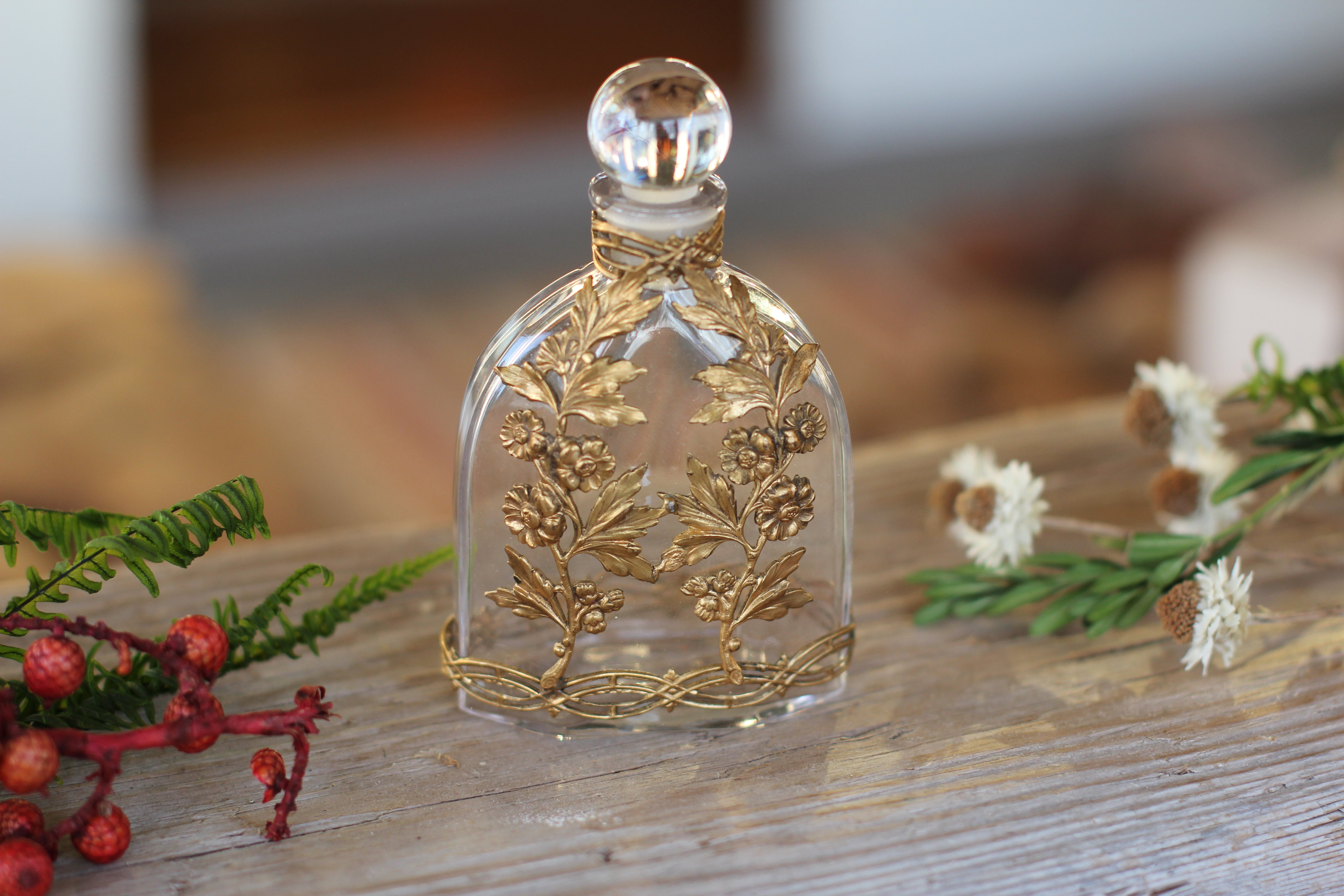 Antique Crystal Filigree Collar Perfume Bottle