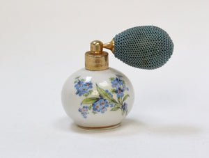 Antique Floral Porcelain Forget-me-not Perfume Bottle