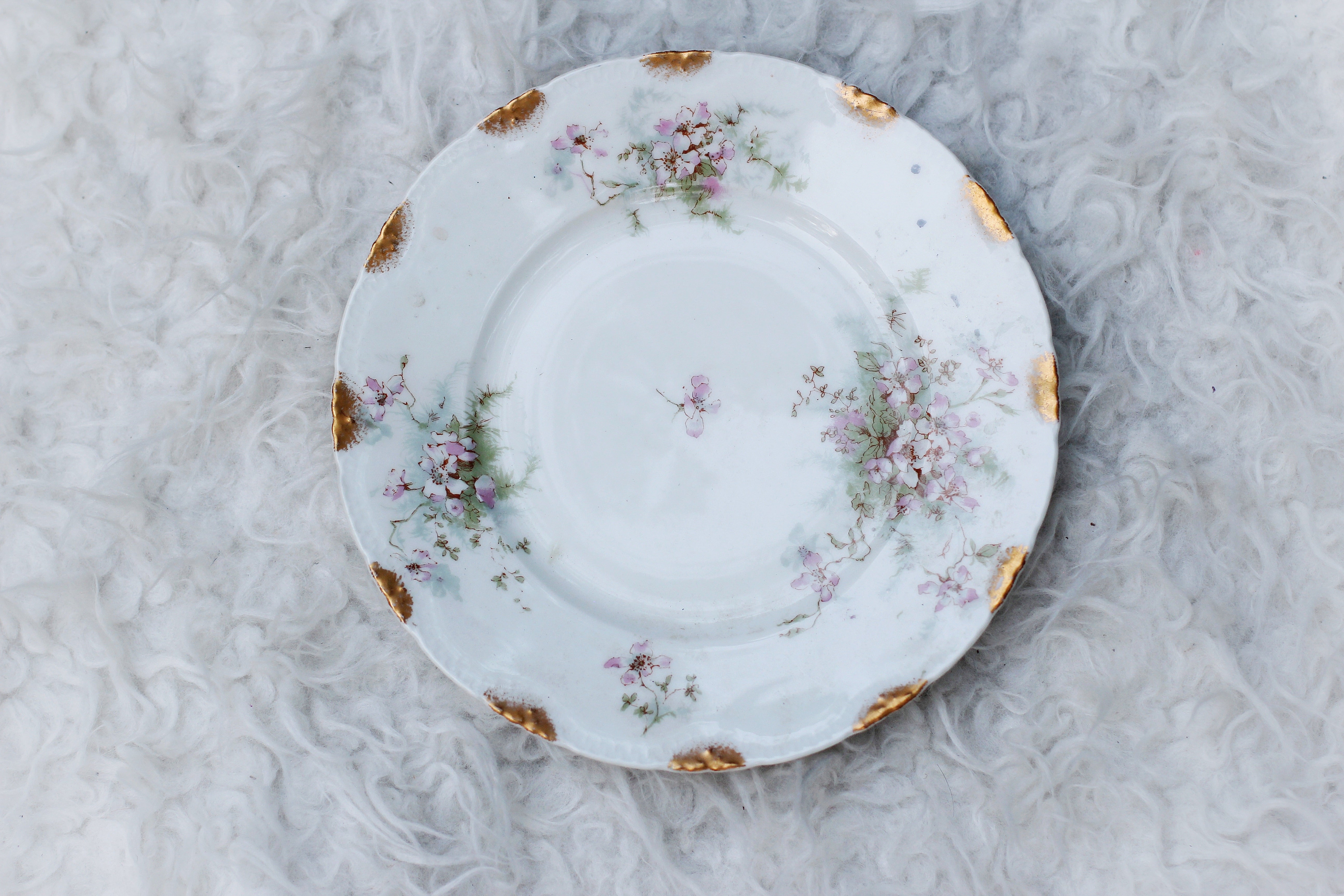 Vintage Limoges France Pink Flowers Porcelain Plate