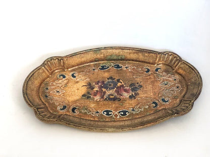 Vintage Florentine Miya Firenze Wood Floral Tray