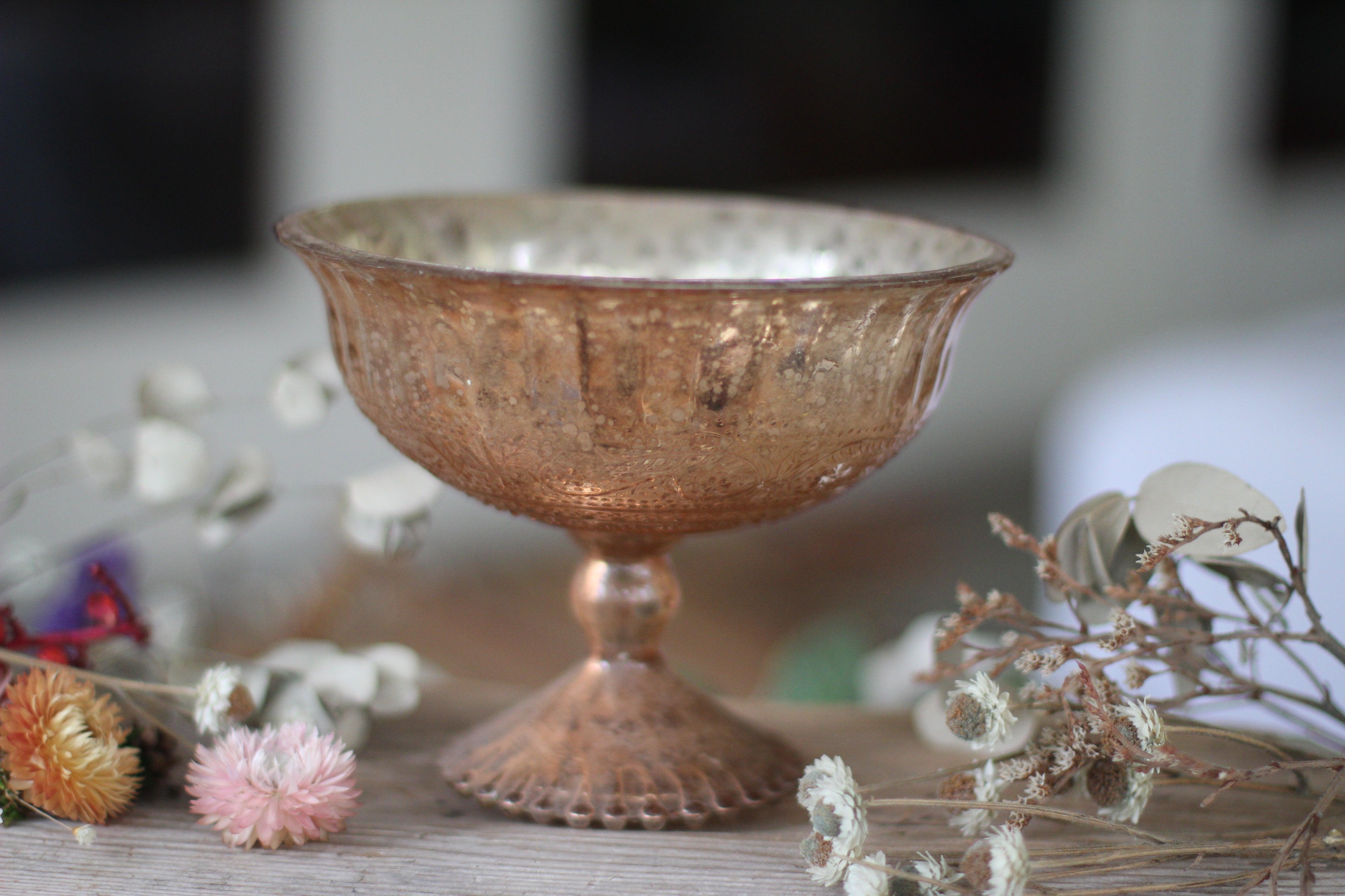 Vintage Distressed Glass Wedding Decor Vase Dish