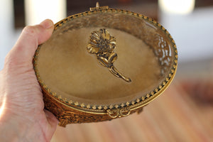 Antique Floral Dogwood Jewelry Box