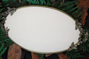 Antique Floral Butterfly Dogwood Mirror Tray