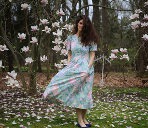 Vintage Floral Teal Laura Ashley Dress