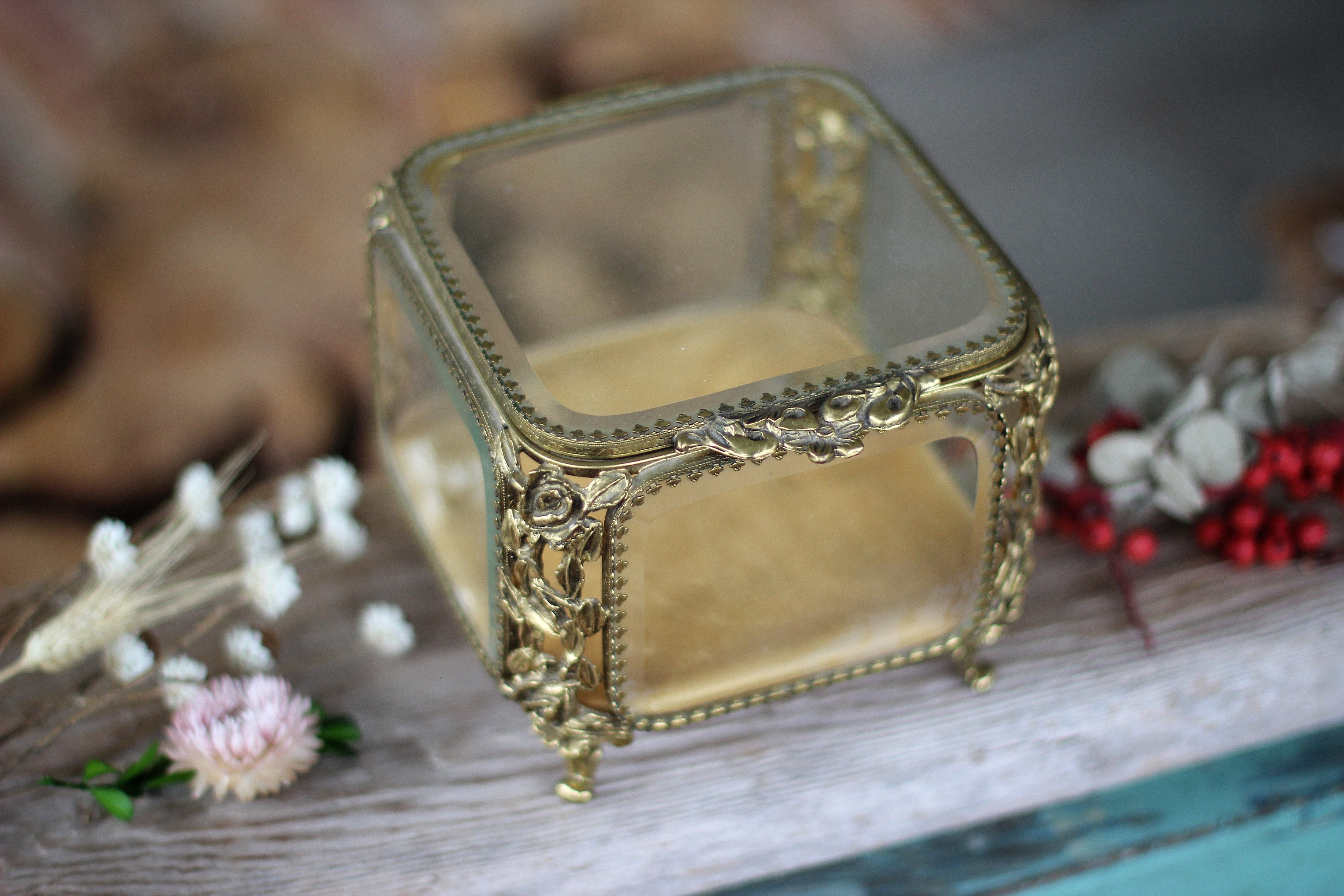 Antique Large Floral Victorian Jewelry Box