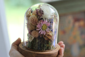 Medium / Small Dried Flowers Glass Dome / Cloche