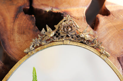 Antique Floral Birds Mirror Tray