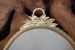 Antique Wreath Bronze Mirror Tray