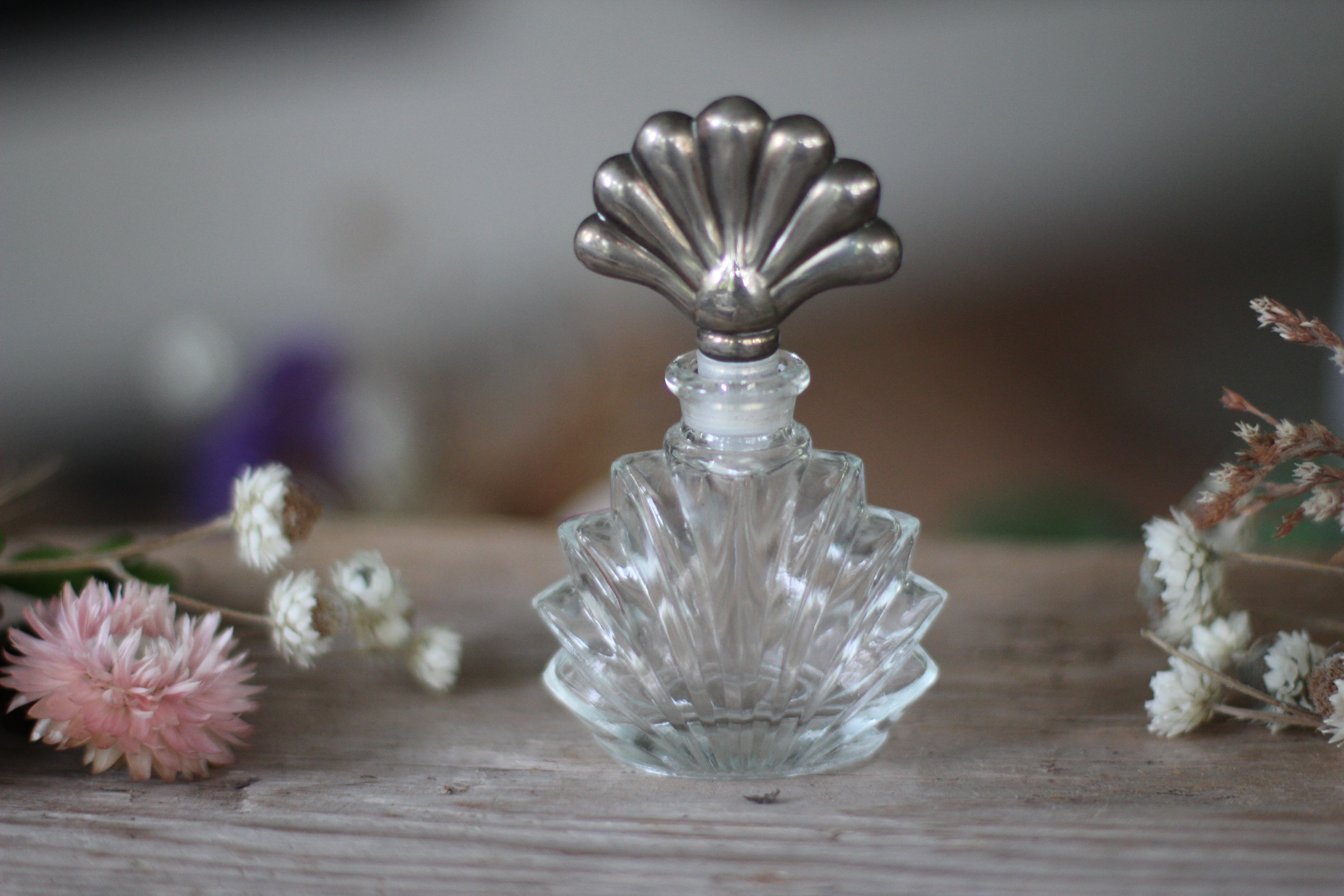 Antique Silver Seashell Perfume Bottle