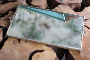 Antique Rectangle Filigree Mirror Tray