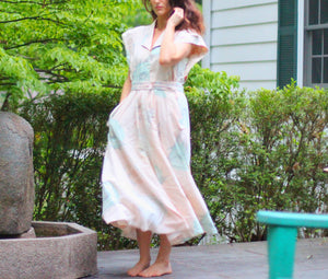 Vintage Pink Floral Light Blue Flowers Carol Anderson Dress