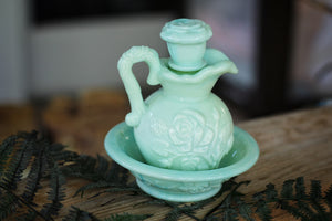 Vintage Avon Turquoise Hobnail Decanter