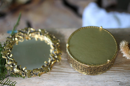 Vintage Rae Ivy Leaves Mirror Powder Jar