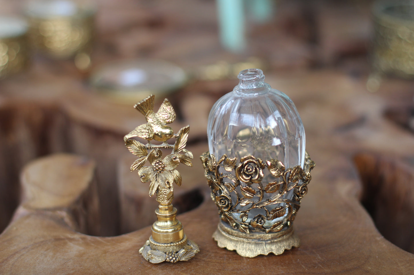 Antique Matson Roses Birds Dogwood Flowers Perfume Bottle
