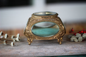 Antique Teal Jewelry Box