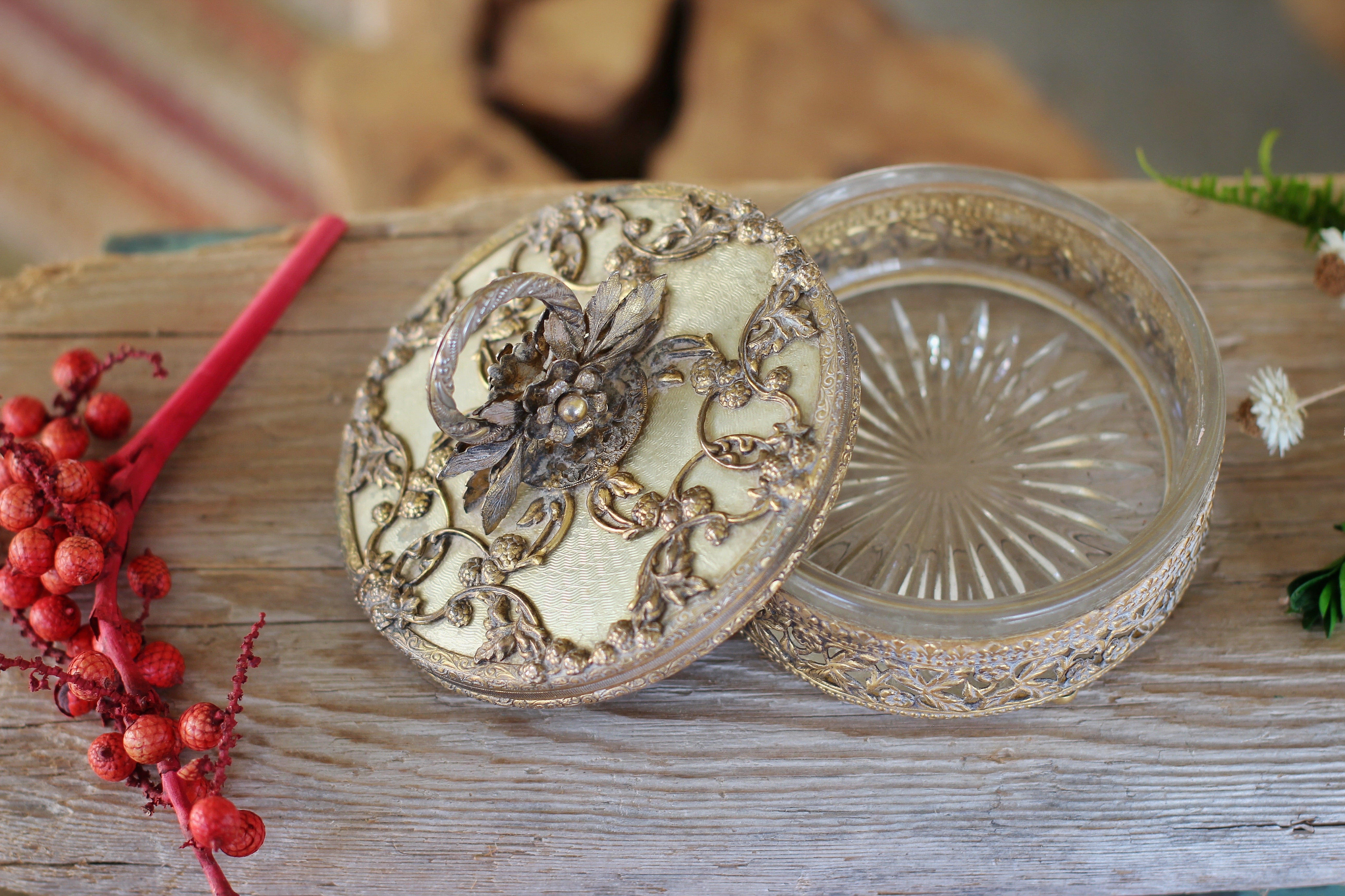 Vintage Floral Jar