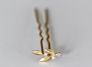 Delicate Twig, pearls & crystal Hair Prong