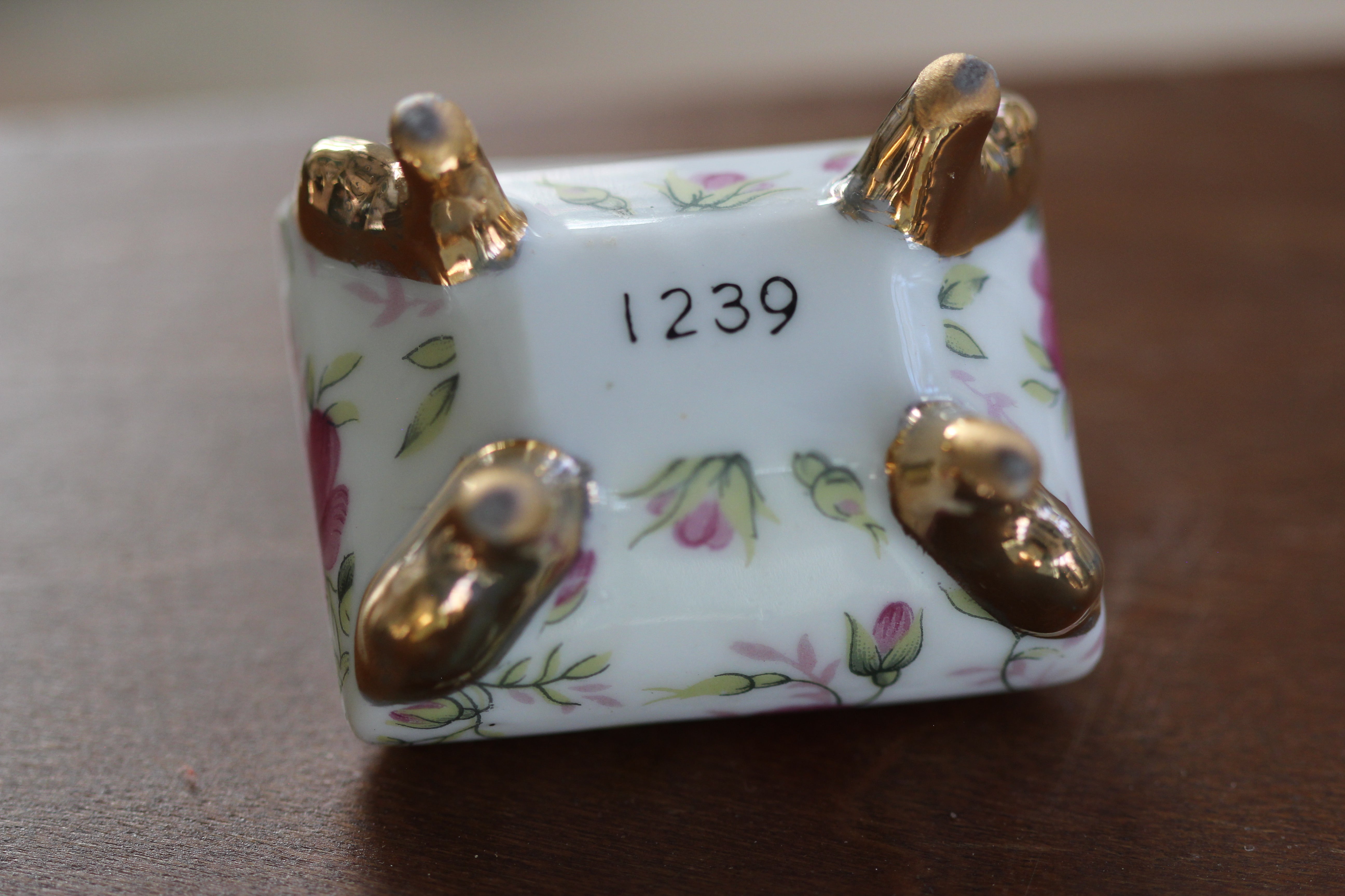 Antique Tiny Floral Porcelain Trinket
