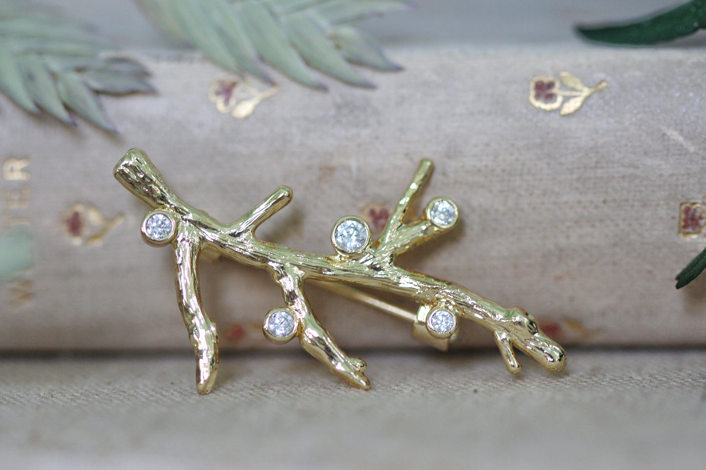 Crystals Coral Brooch