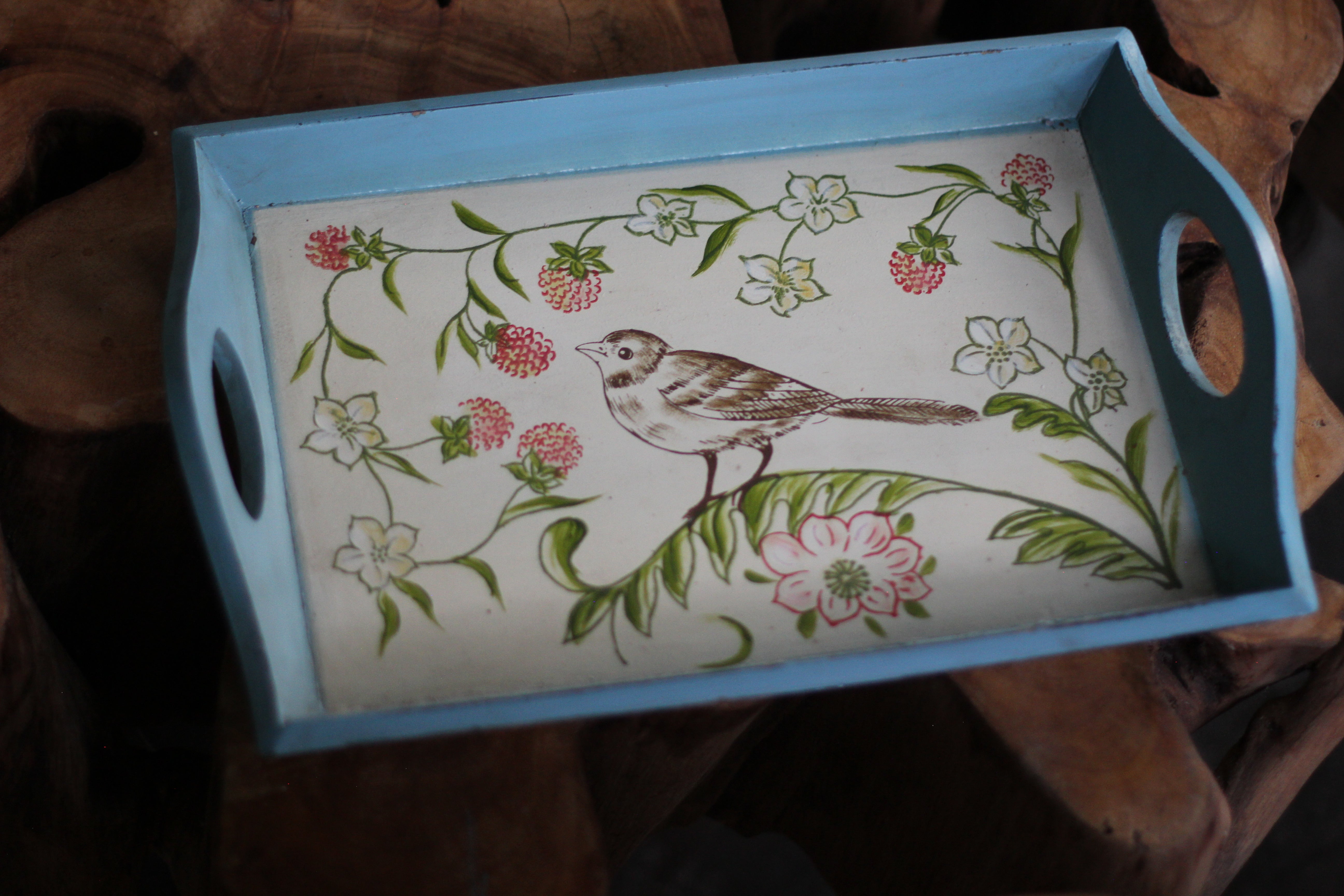 Antique Wood Bird Tray