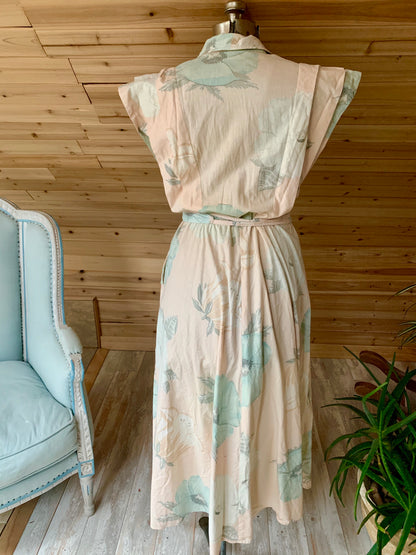 Vintage Pink Floral Light Blue Flowers Carol Anderson Dress
