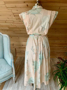Vintage Pink Floral Light Blue Flowers Carol Anderson Dress